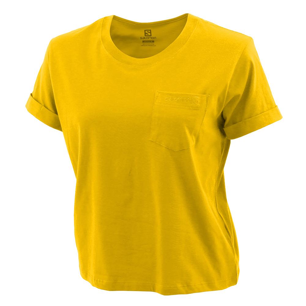 Camisetas Salomon Mujer Amarillo - Salomon Argentina POCKET SS W,754180-XYV